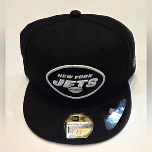 NEW YORK JETS|New Era 59Fifty Team Headwear|Black/White Colorway|Size 7 3/8